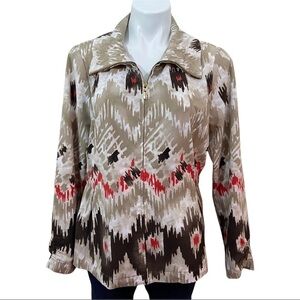 Zenergy By Chico's Beige Brown Orange Zip Jacket